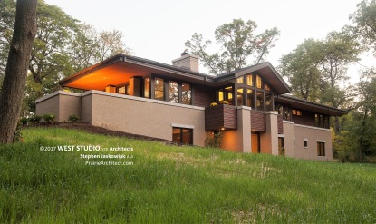 Prairie Style House, Walk Out Ranch, Frank Lloyd Wright Inspired, West Studio Architects